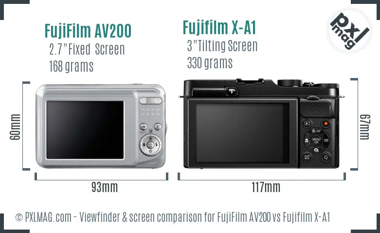 FujiFilm AV200 vs Fujifilm X-A1 Screen and Viewfinder comparison FujiFilm AV200 vs Fujifilm X-A1 Screen and Viewfinder comparison