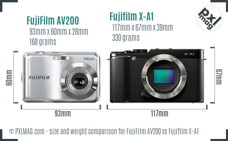 FujiFilm AV200 vs Fujifilm X-A1 size comparison FujiFilm AV200 vs Fujifilm X-A1 size comparison