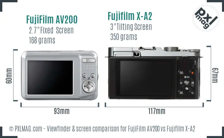 FujiFilm AV200 vs Fujifilm X-A2 Screen and Viewfinder comparison