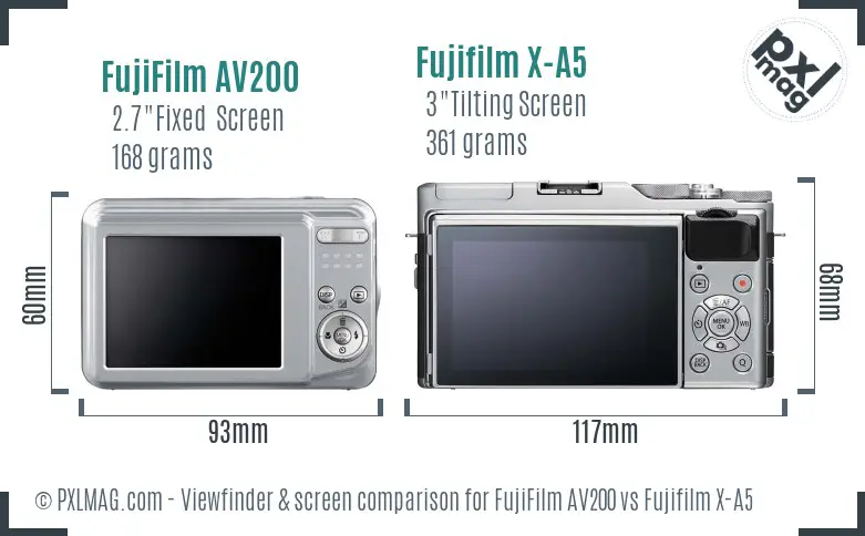 FujiFilm AV200 vs Fujifilm X-A5 Screen and Viewfinder comparison
