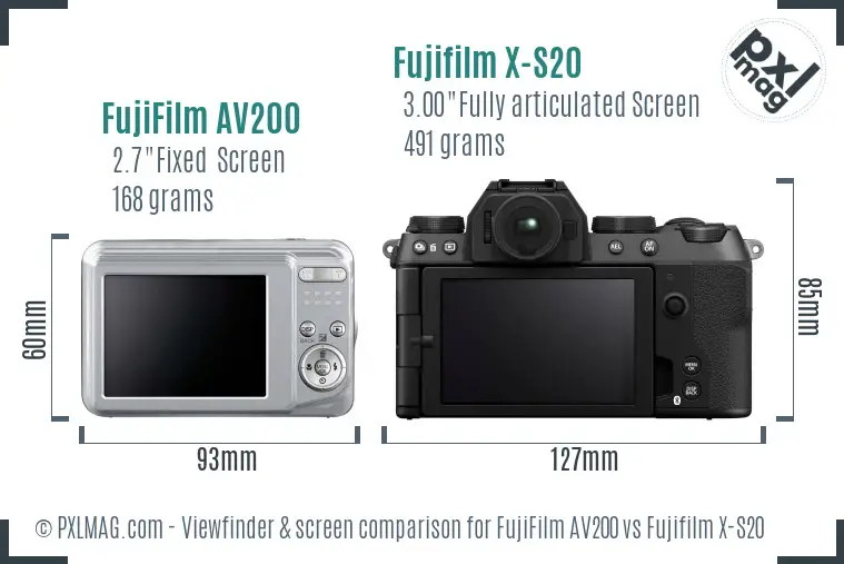 FujiFilm AV200 vs Fujifilm X-S20 Screen and Viewfinder comparison FujiFilm AV200 vs Fujifilm X-S20 Screen and Viewfinder comparison