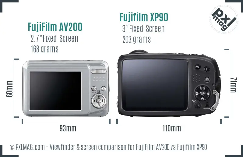 FujiFilm AV200 vs Fujifilm XP90 Screen and Viewfinder comparison FujiFilm AV200 vs Fujifilm XP90 Screen and Viewfinder comparison