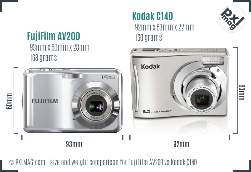 FujiFilm AV200 vs Kodak C140 size comparison FujiFilm AV200 vs Kodak C140 size comparison