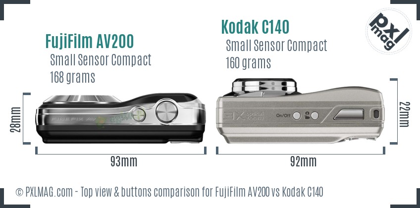 FujiFilm AV200 vs Kodak C140 top view buttons comparison