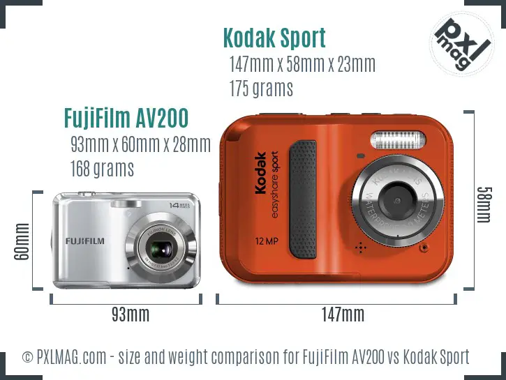 FujiFilm AV200 vs Kodak Sport size comparison FujiFilm AV200 vs Kodak Sport size comparison