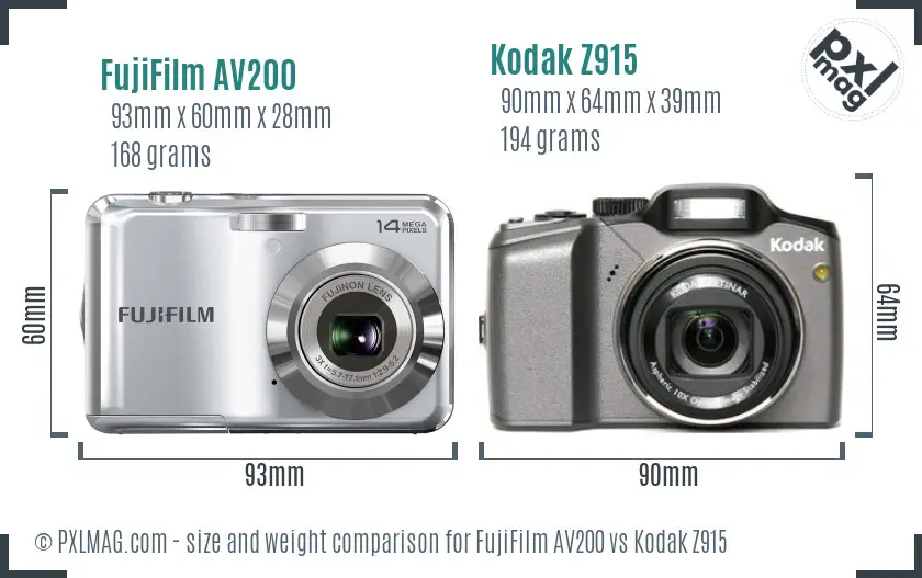 FujiFilm AV200 vs Kodak Z915 size comparison