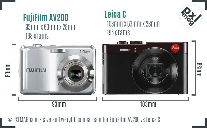 FujiFilm AV200 vs Leica C size comparison