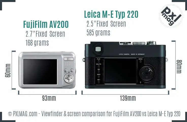 FujiFilm AV200 vs Leica M-E Typ 220 Screen and Viewfinder comparison