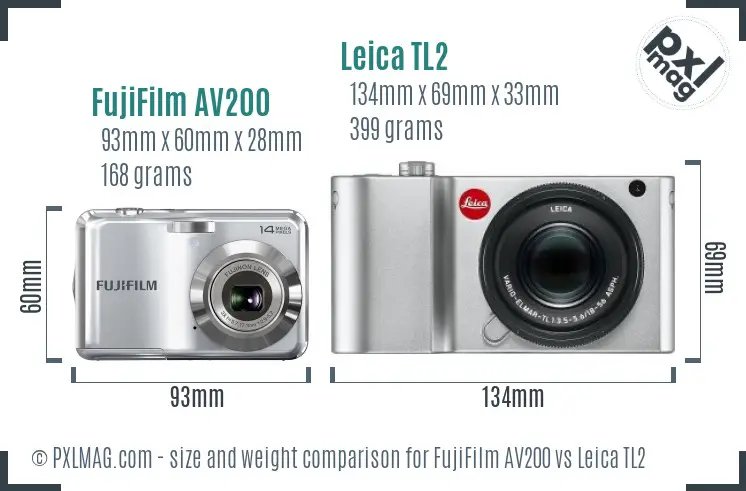 FujiFilm AV200 vs Leica TL2 size comparison