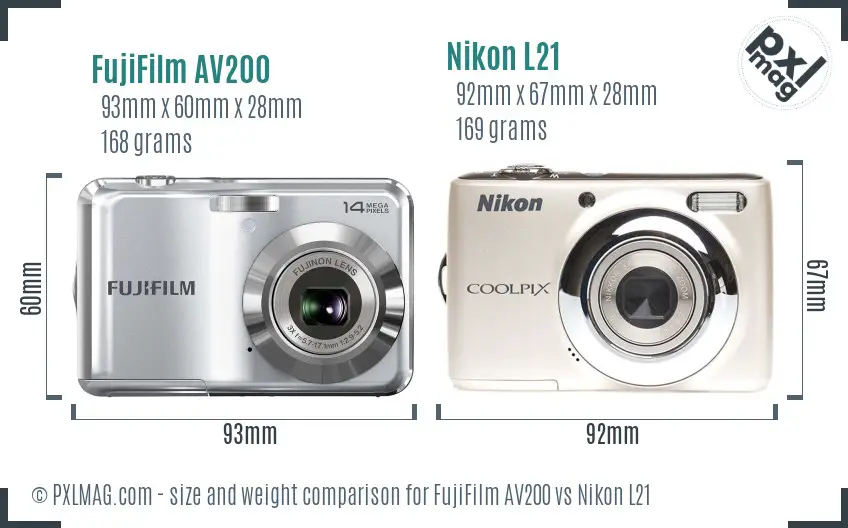 FujiFilm AV200 vs Nikon L21 size comparison FujiFilm AV200 vs Nikon L21 size comparison