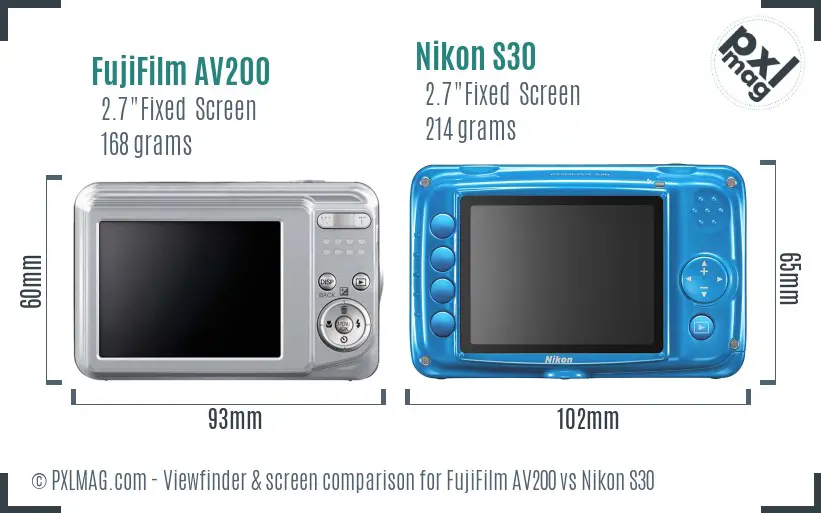 FujiFilm AV200 vs Nikon S30 Screen and Viewfinder comparison FujiFilm AV200 vs Nikon S30 Screen and Viewfinder comparison