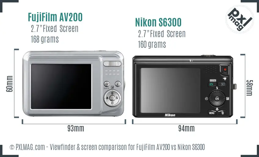 FujiFilm AV200 vs Nikon S6300 Screen and Viewfinder comparison FujiFilm AV200 vs Nikon S6300 Screen and Viewfinder comparison