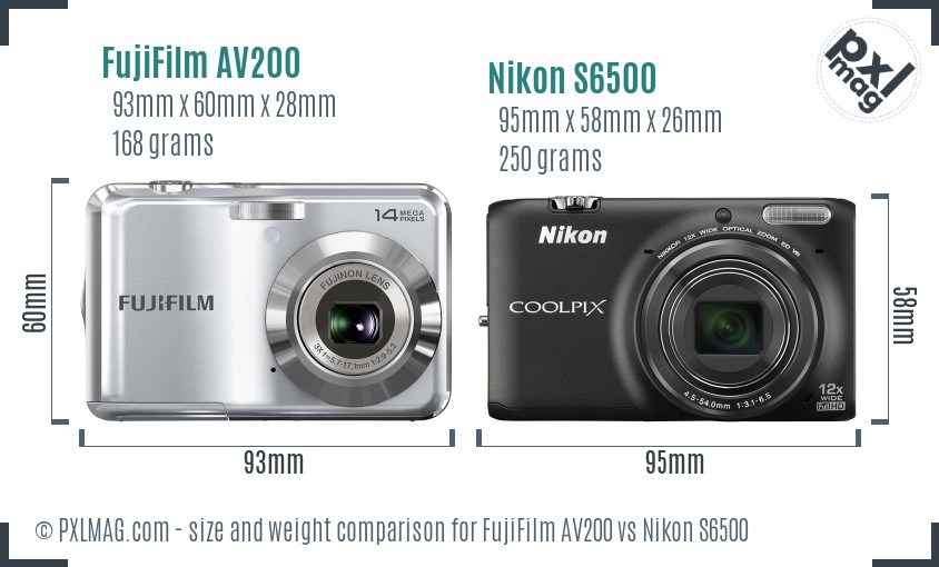 FujiFilm AV200 vs Nikon S6500 size comparison FujiFilm AV200 vs Nikon S6500 size comparison