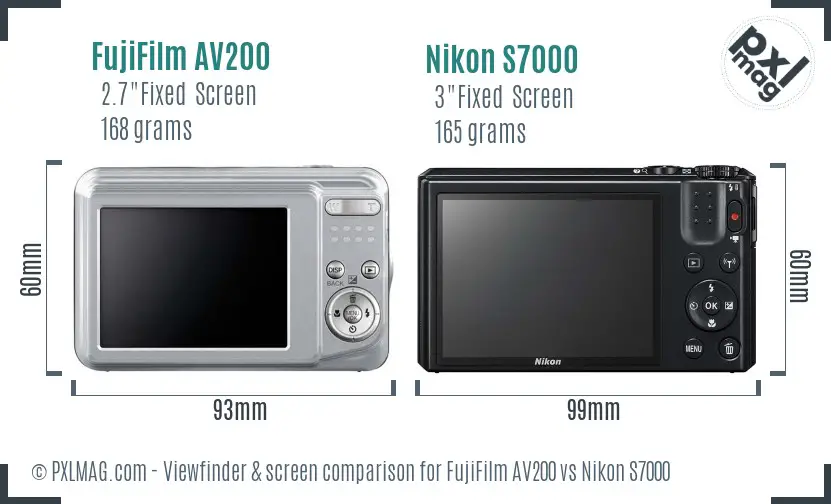 FujiFilm AV200 vs Nikon S7000 Screen and Viewfinder comparison FujiFilm AV200 vs Nikon S7000 Screen and Viewfinder comparison