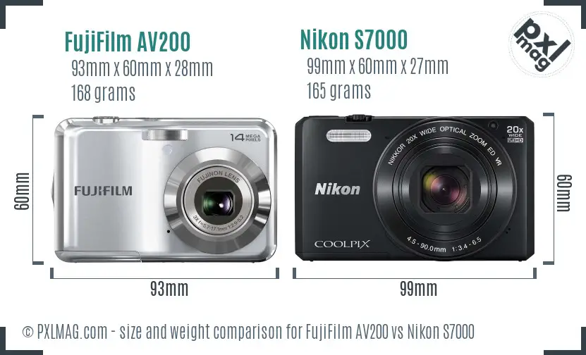 FujiFilm AV200 vs Nikon S7000 size comparison FujiFilm AV200 vs Nikon S7000 size comparison