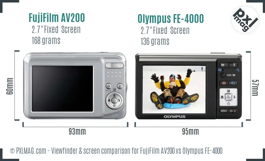 FujiFilm AV200 vs Olympus FE-4000 Screen and Viewfinder comparison FujiFilm AV200 vs Olympus FE-4000 Screen and Viewfinder comparison