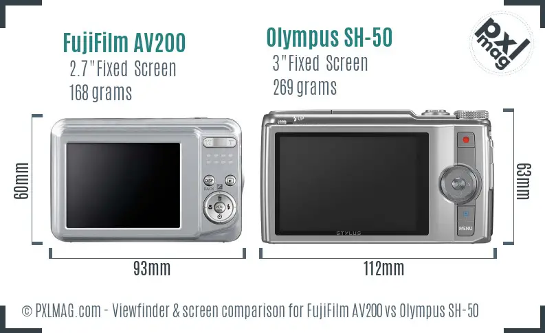 FujiFilm AV200 vs Olympus SH-50 Screen and Viewfinder comparison FujiFilm AV200 vs Olympus SH-50 Screen and Viewfinder comparison