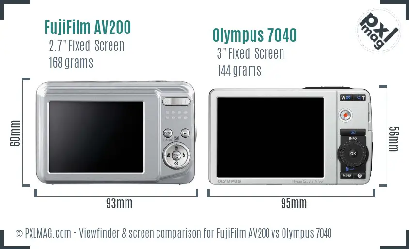 FujiFilm AV200 vs Olympus 7040 Screen and Viewfinder comparison