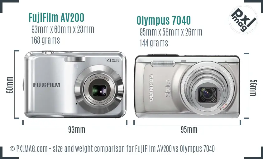 FujiFilm AV200 vs Olympus 7040 size comparison