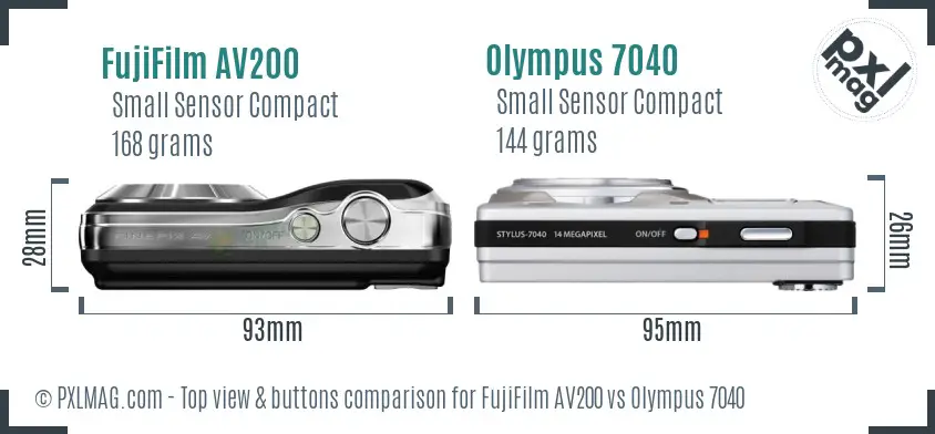 FujiFilm AV200 vs Olympus 7040 top view buttons comparison