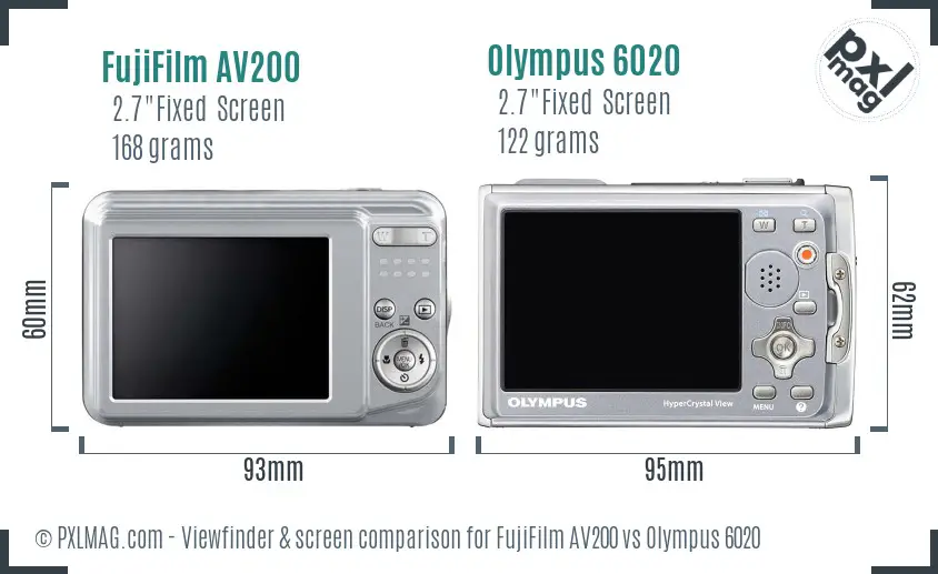 FujiFilm AV200 vs Olympus 6020 Screen and Viewfinder comparison
