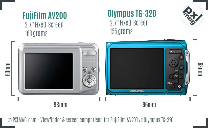 FujiFilm AV200 vs Olympus TG-320 Screen and Viewfinder comparison