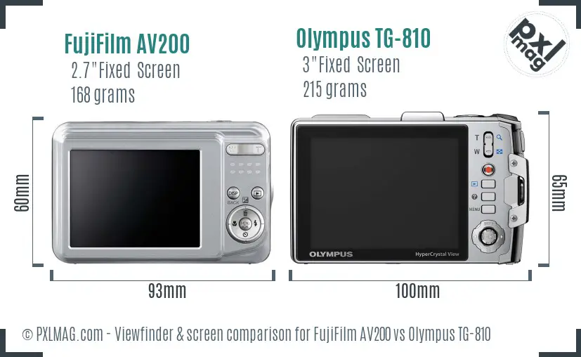 FujiFilm AV200 vs Olympus TG-810 Screen and Viewfinder comparison FujiFilm AV200 vs Olympus TG-810 Screen and Viewfinder comparison