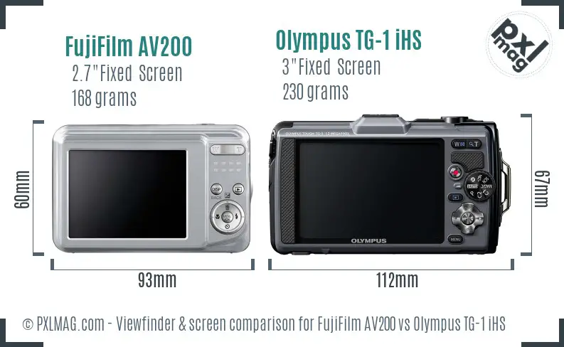 FujiFilm AV200 vs Olympus TG-1 iHS Screen and Viewfinder comparison