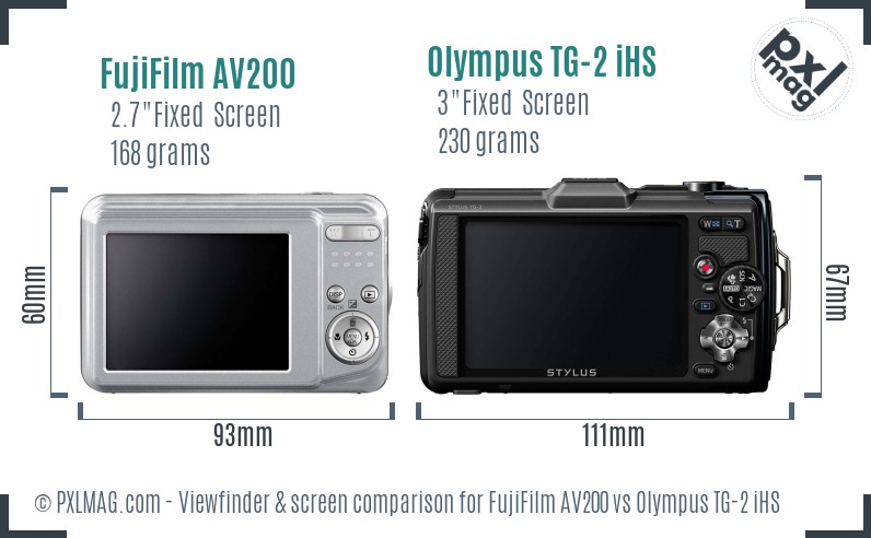 FujiFilm AV200 vs Olympus TG-2 iHS Screen and Viewfinder comparison