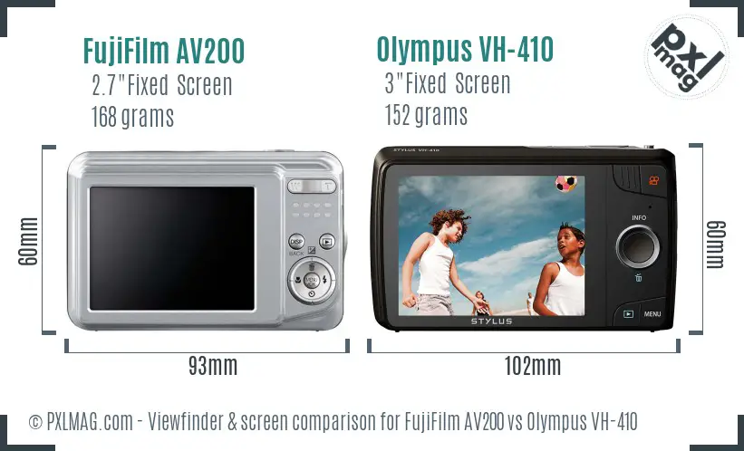 FujiFilm AV200 vs Olympus VH-410 Screen and Viewfinder comparison FujiFilm AV200 vs Olympus VH-410 Screen and Viewfinder comparison