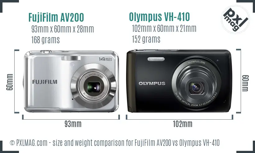 FujiFilm AV200 vs Olympus VH-410 size comparison FujiFilm AV200 vs Olympus VH-410 size comparison