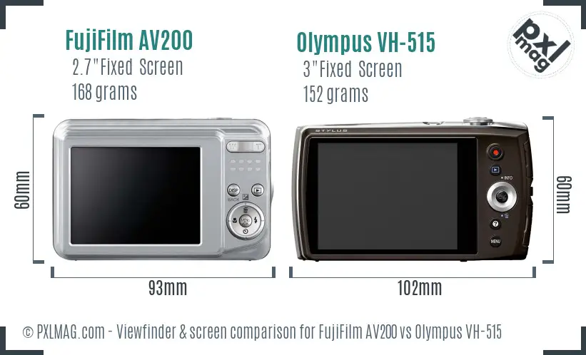 FujiFilm AV200 vs Olympus VH-515 Screen and Viewfinder comparison