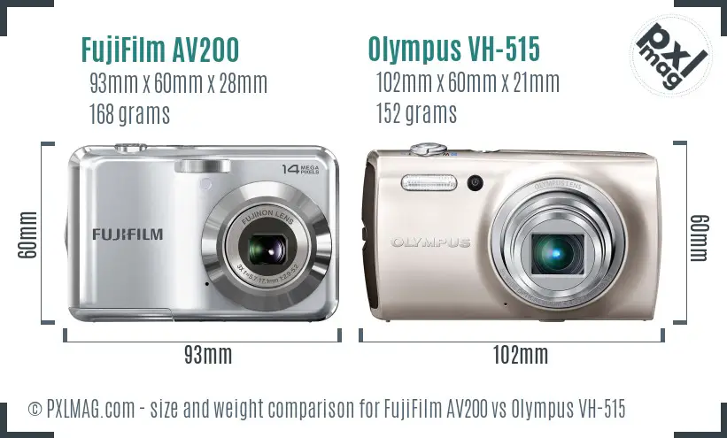 FujiFilm AV200 vs Olympus VH-515 size comparison