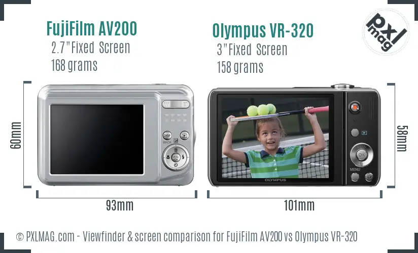 FujiFilm AV200 vs Olympus VR-320 Screen and Viewfinder comparison