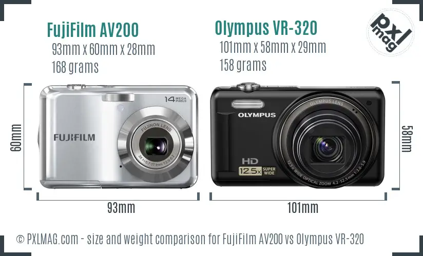 FujiFilm AV200 vs Olympus VR-320 size comparison