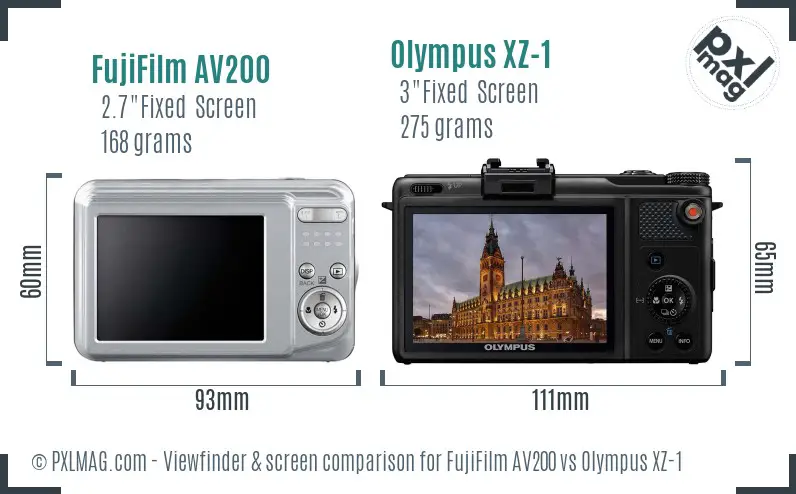 FujiFilm AV200 vs Olympus XZ-1 Screen and Viewfinder comparison FujiFilm AV200 vs Olympus XZ-1 Screen and Viewfinder comparison