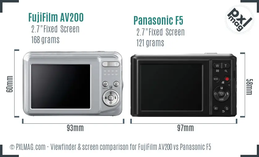 FujiFilm AV200 vs Panasonic F5 Screen and Viewfinder comparison