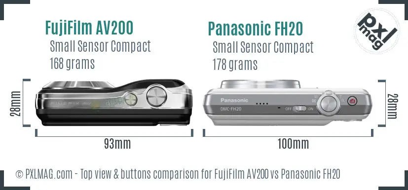 FujiFilm AV200 vs Panasonic FH20 top view buttons comparison