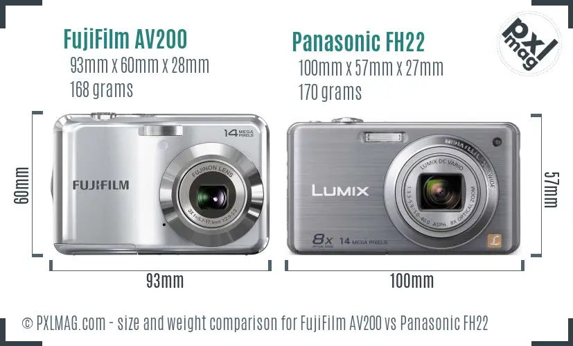 FujiFilm AV200 vs Panasonic FH22 size comparison