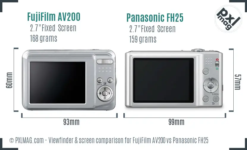FujiFilm AV200 vs Panasonic FH25 Screen and Viewfinder comparison FujiFilm AV200 vs Panasonic FH25 Screen and Viewfinder comparison