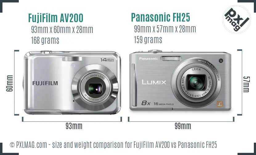 FujiFilm AV200 vs Panasonic FH25 size comparison FujiFilm AV200 vs Panasonic FH25 size comparison