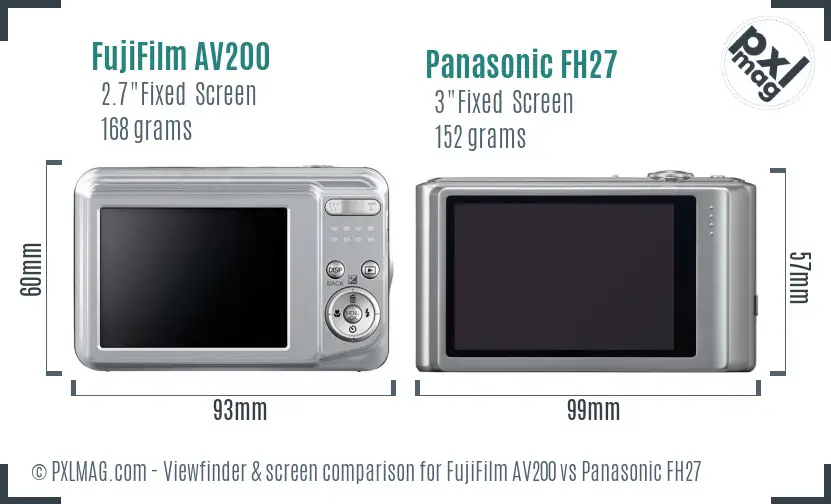 FujiFilm AV200 vs Panasonic FH27 Screen and Viewfinder comparison FujiFilm AV200 vs Panasonic FH27 Screen and Viewfinder comparison