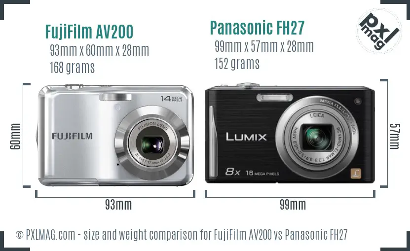 FujiFilm AV200 vs Panasonic FH27 size comparison FujiFilm AV200 vs Panasonic FH27 size comparison