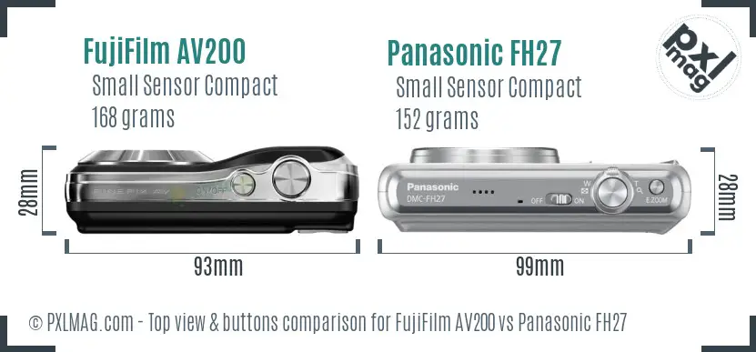 FujiFilm AV200 vs Panasonic FH27 top view buttons comparison FujiFilm AV200 vs Panasonic FH27 top view buttons comparison