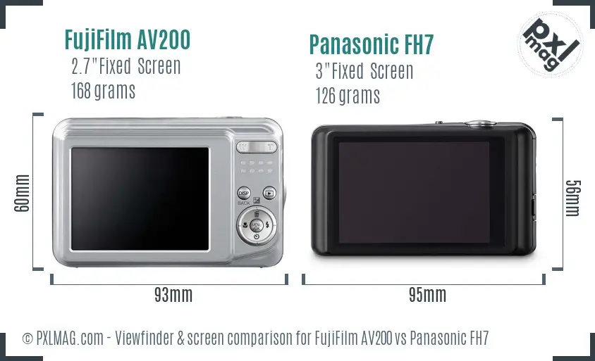FujiFilm AV200 vs Panasonic FH7 Screen and Viewfinder comparison