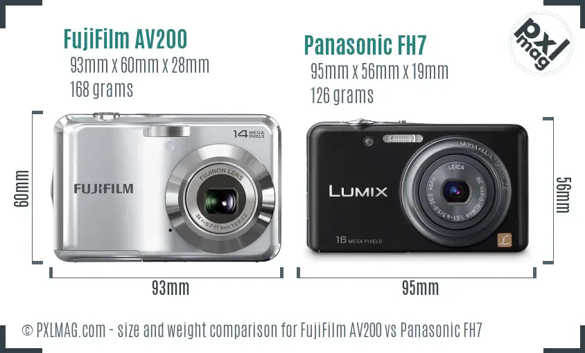 FujiFilm AV200 vs Panasonic FH7 size comparison