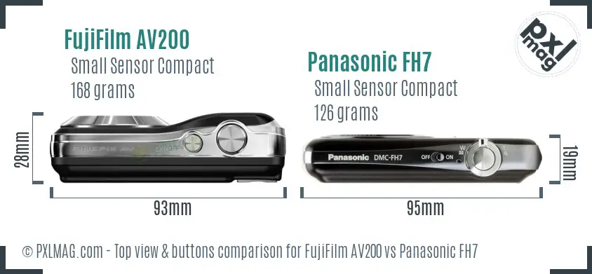 FujiFilm AV200 vs Panasonic FH7 top view buttons comparison