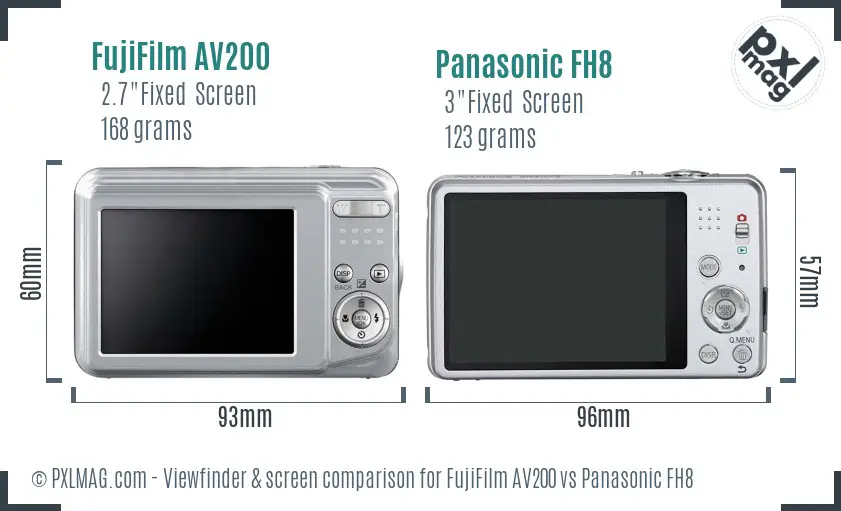 FujiFilm AV200 vs Panasonic FH8 Screen and Viewfinder comparison