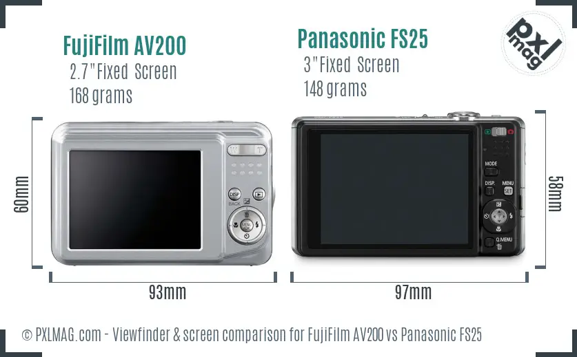 FujiFilm AV200 vs Panasonic FS25 Screen and Viewfinder comparison FujiFilm AV200 vs Panasonic FS25 Screen and Viewfinder comparison