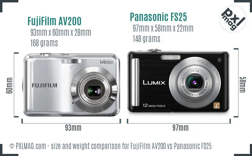 FujiFilm AV200 vs Panasonic FS25 size comparison FujiFilm AV200 vs Panasonic FS25 size comparison